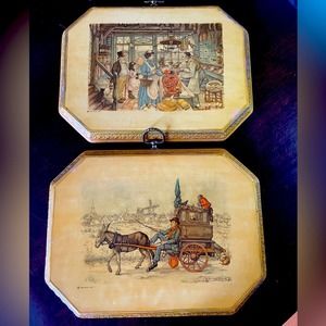 Anton Pieck Wall Decor Art Prints Octagon Framed‎ Vintage Dutch Scenes